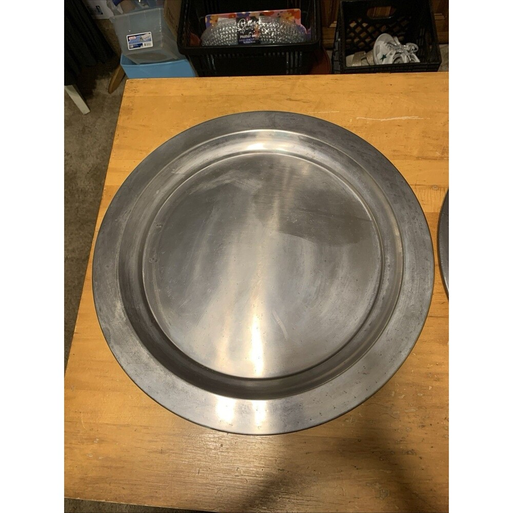 Pottery Barn Set Of 2 Round Metal 17” Serving Trays